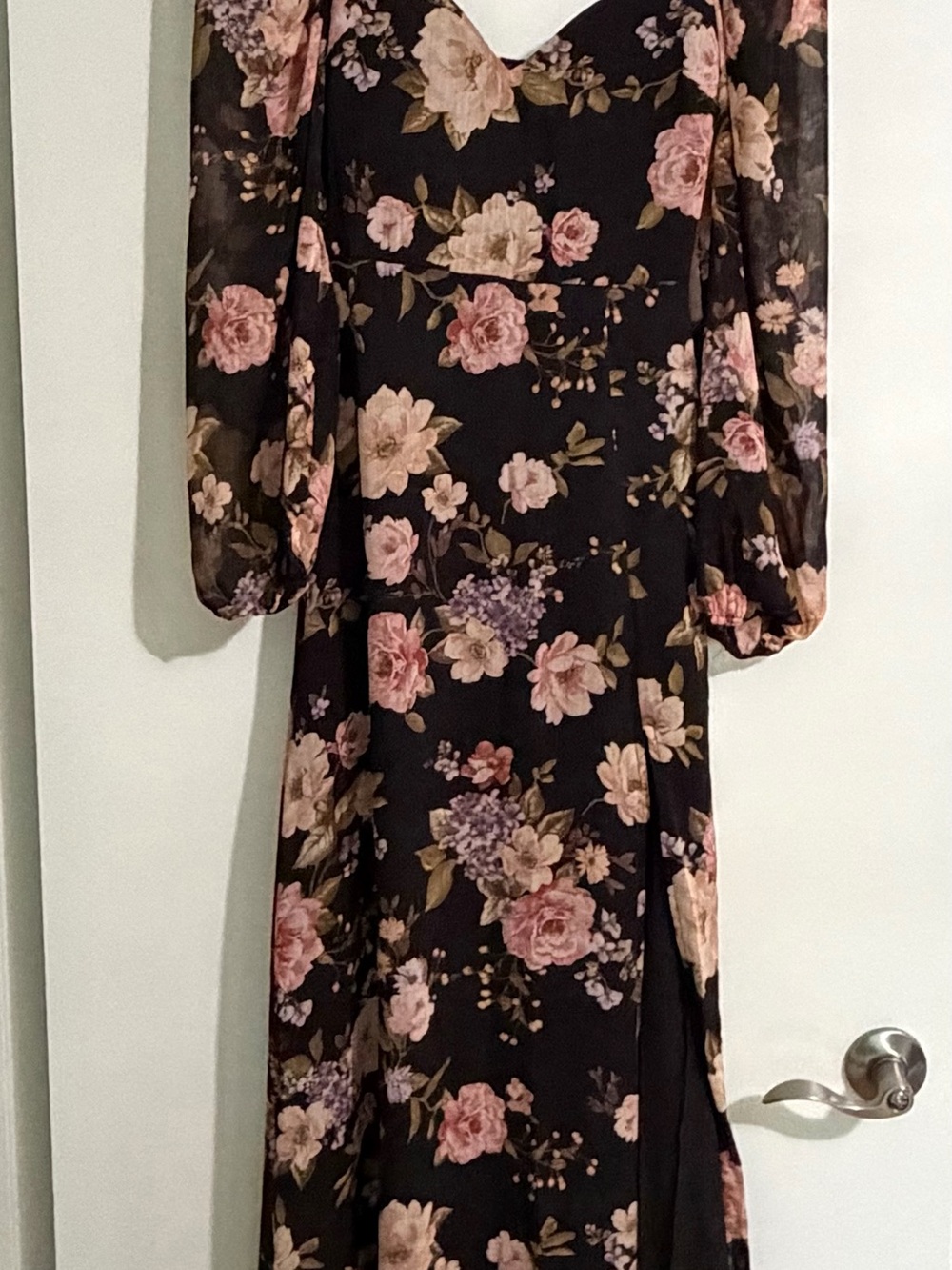 Windsor Black Maxi Dress with Pink and Cream Floral Print